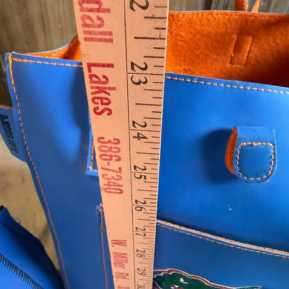 Alan Stewart Florida Gators Blue Leather Tote Bag Orange Suede NCAA UF